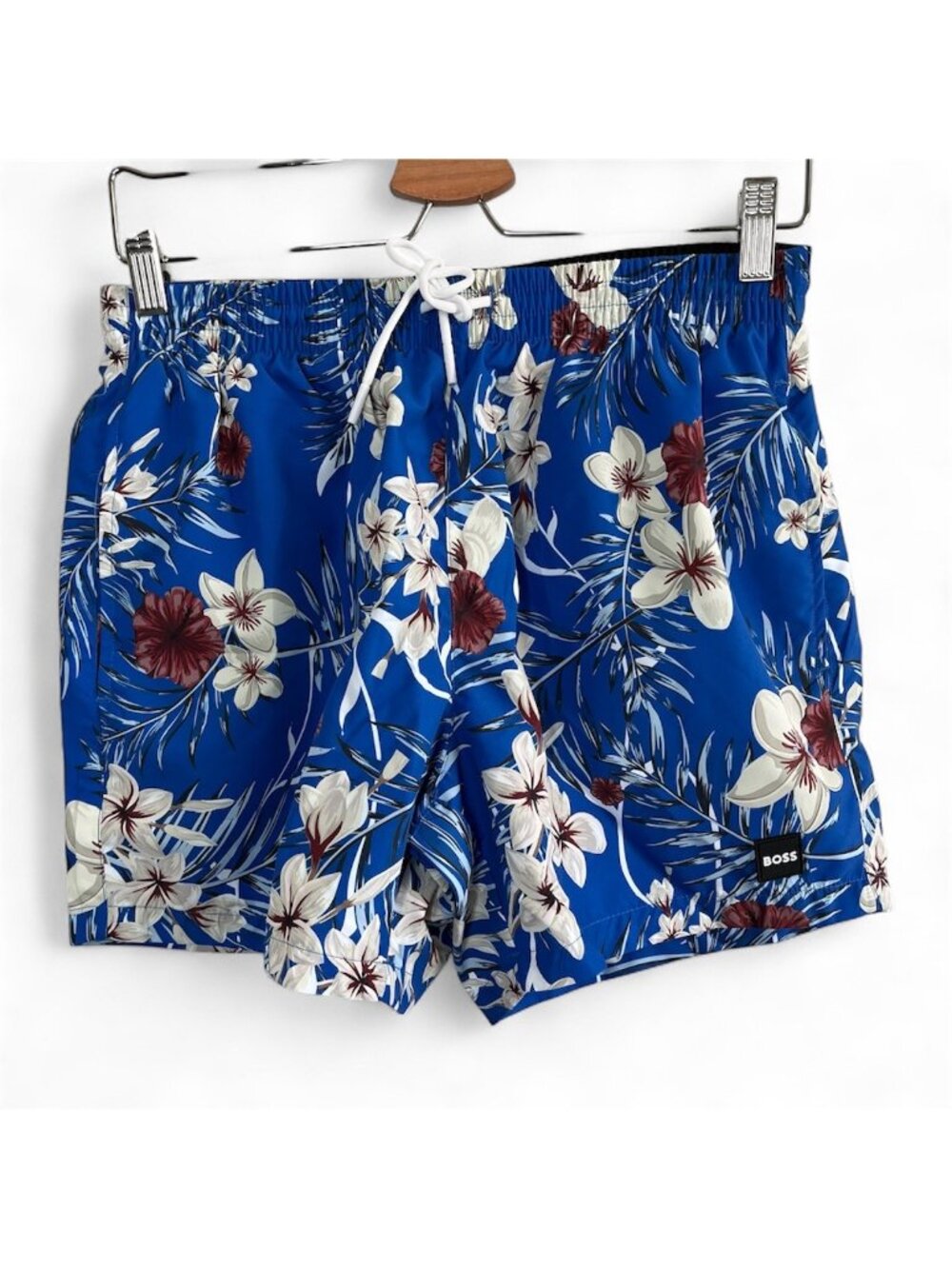 Boss Beach Mens Piranha Blue Floral Swim Trunks Small